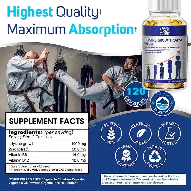 Growth Hormone Support Capsules - With L-Arginine & GABA for Healthy Development