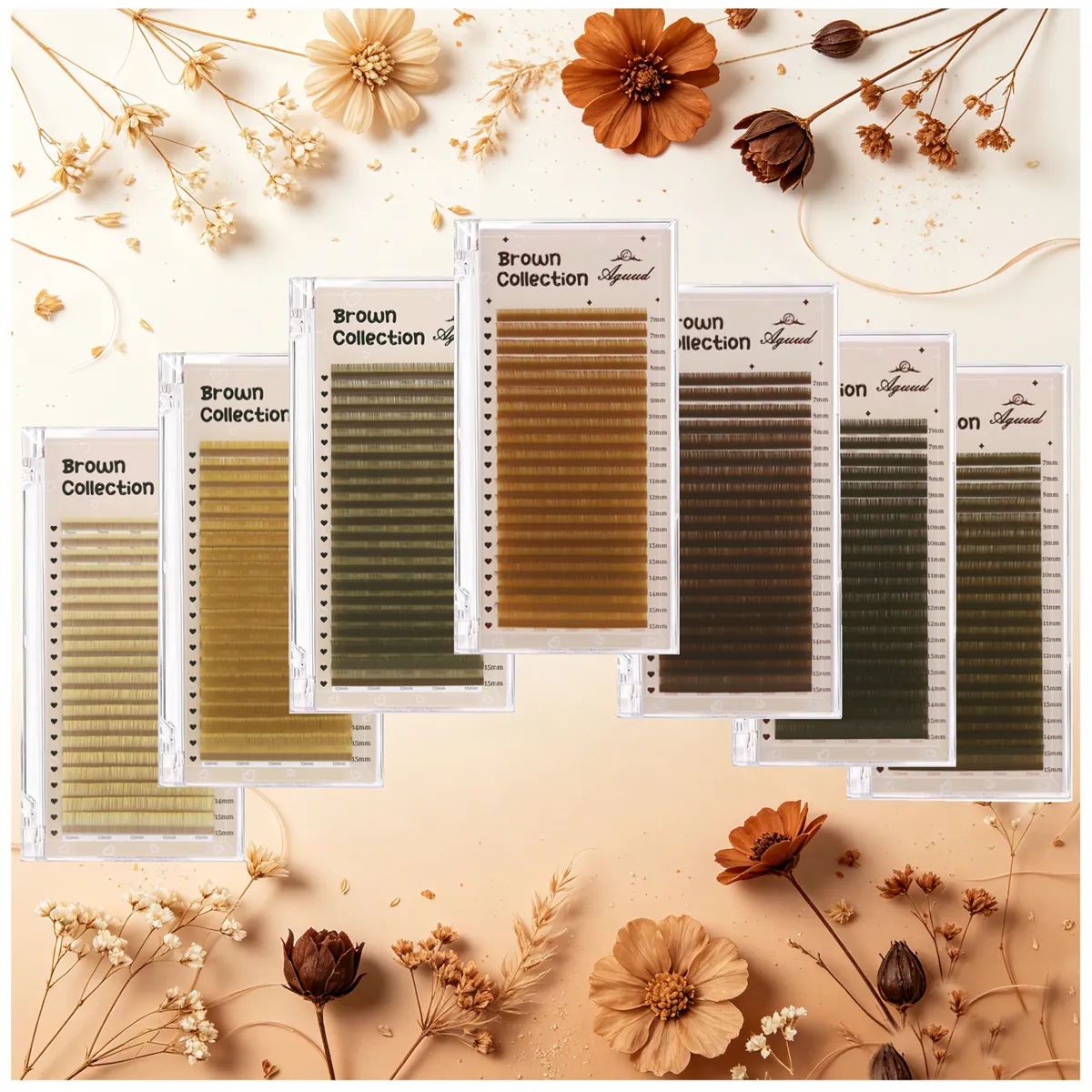 Pro 20 Rows Brown Collection Individual Eyelash Extension Russian Volume Lashes MIX7-15 Soft Mink Brown Eyelashes Makeup — image 7