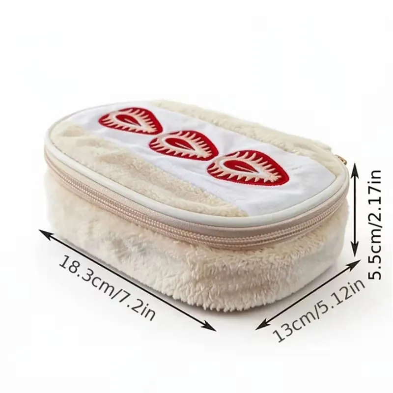 Sac à outils cosmétiques Sandwich aux fraises, sac de rangement de grande capacité pour pinceaux de maquillage, rouge à lèvres, organisateur cosmétique multifonctionnel — image 2