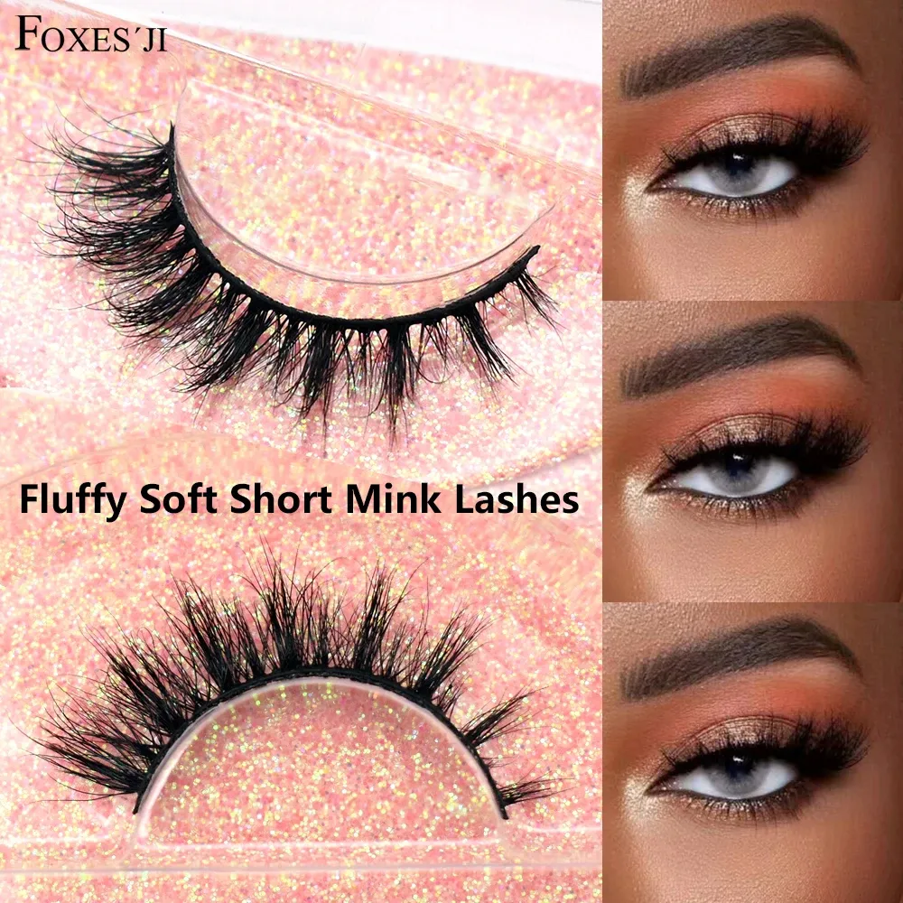 Real Mink Fluffy Short Eye Lashes Extension Wispy Soft Natural Short False Eyelashes Daily Wear Full Strip Lashes Makeup — image 1
