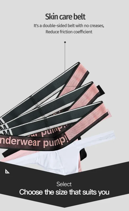 Segitiga Kecil Trendi Pria Remaja Pinggang Rendah Pas Badan Pengangkat Pinggul Pita Elastis Gradien Merah Muda V-neck Menggantung — image 14