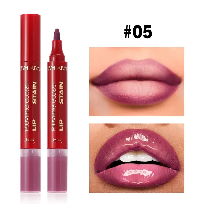 Double-headed Liquid Lip Gloss Pen Lip Contour Liner Oil 2 in 1 Lip Glaze Long Lasting Moisturizing Plumping Lips Stain Makeup — image 9