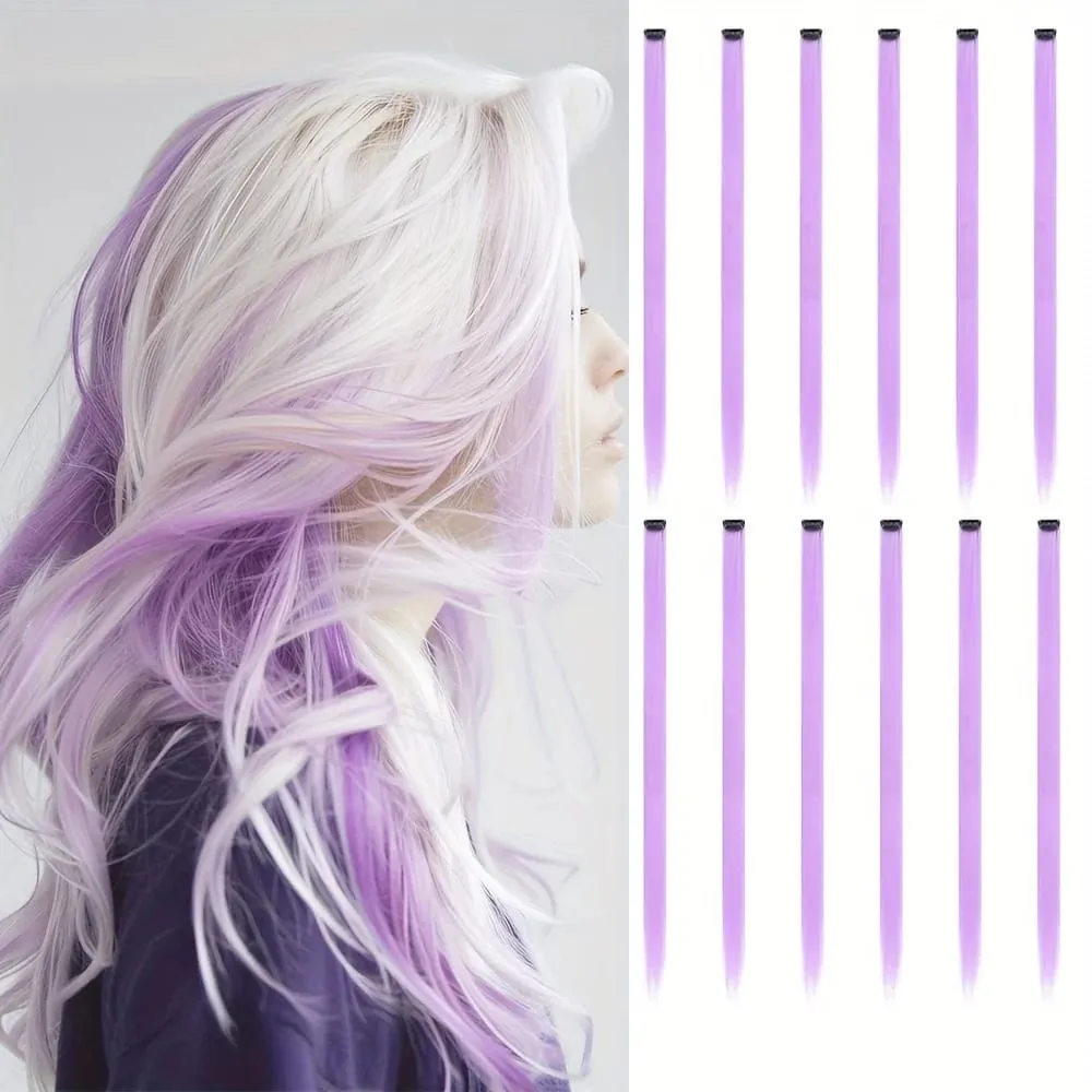 12Pcs Clip In Hair Extensions 22 Inch Synthetic Color Extensions Women's Exclusive Long Straight Style Multiple Colors Available — image 10
