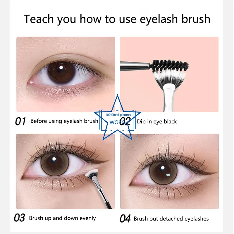 Brosse à cils en éventail, brosses à cils courbées, petite brosse en éventail, Mini brosse à cils professionnelle, outil de maquillage — image 4