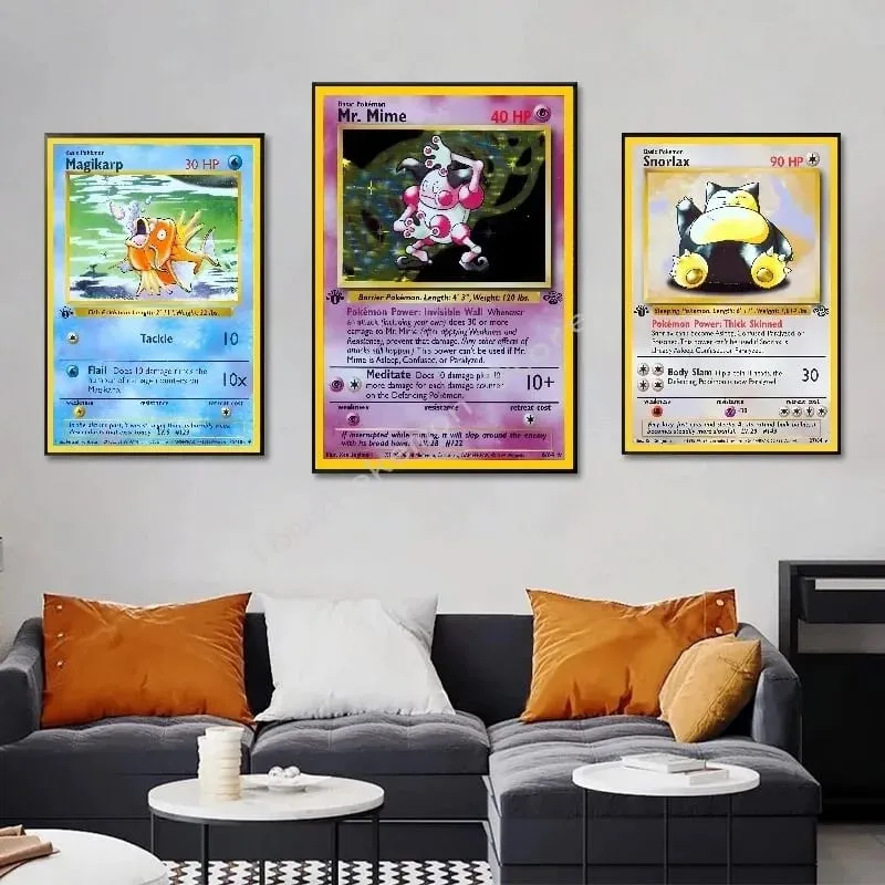 Pokemon Basis Set 1996 Jaar Engels Kaarten Shining Canvas Painting Poster Print Watercolor Wall Art Picture Home Decor Gifts — image 5