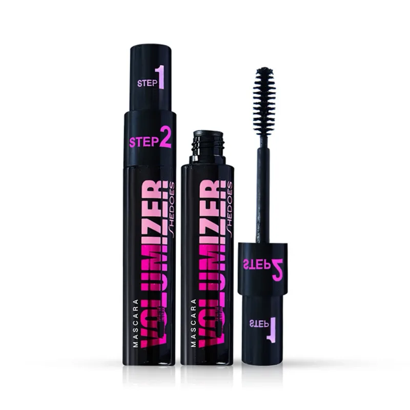 2 In 1 Long Curled Thick Mascara Silica Gel Brush Lengthening Volume Waterproof Lasting Eyelash Mascara Beauty Eyes Cosmetics