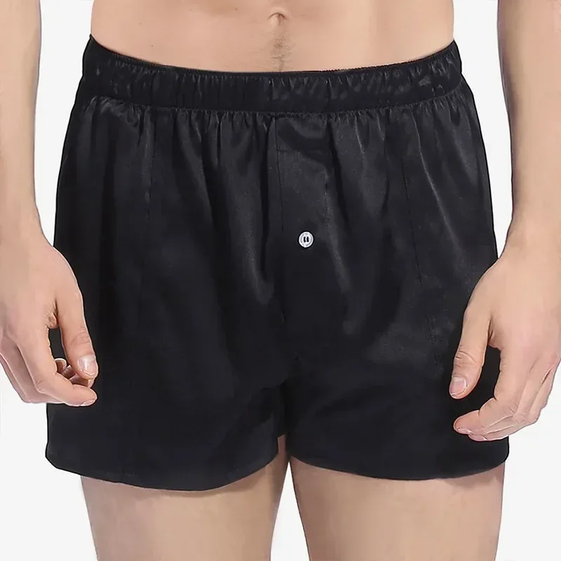 1PC Lelaki seluar boxer seluar dalam pinggang pertengahan 19MM 100% warna pepejal sutera mulberi sebenar S-520