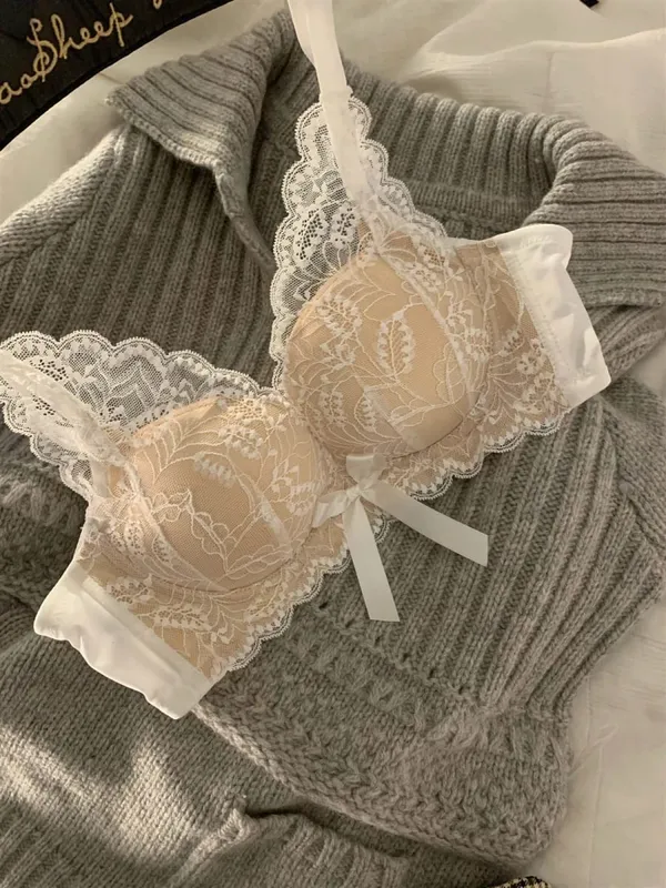 ホット販売ワイヤレスレースブラジャー女性スモールバスト厚いパッド入りプッシュアップリフト抗たるみサイドサポートセクシーなランジェリー 32‑38 AB — image 9