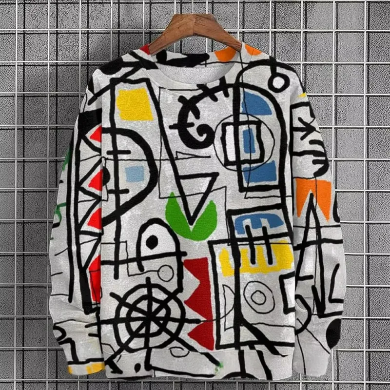 Baju Sweat Grafik Lelaki untuk Lelaki Pullover Graffiti Baju Sweat Lengan Panjang Krew Leher Fesyen Percutian Harian Kasual Percutian Baru