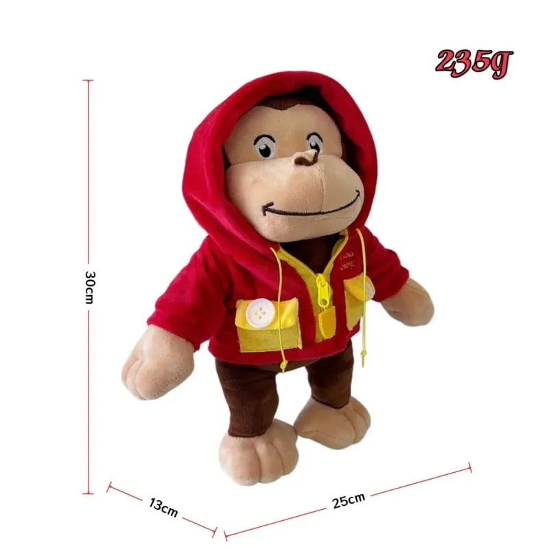 New Anime Fire Dept Firefighter Curious George Plush Cute Baby Curious George Monkey Plush Soft Animals Plushie Pillow Doll Toy