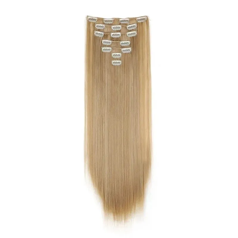 Synthetic 7 Pcs/Set Clip in Hair Extensions Natural Soft Hair Extensions 24 Inch Premium Long Straight Hairpieces for Women — image 15
