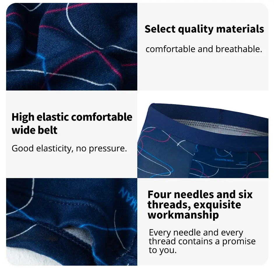 4-delig HERENMODUS Bedrukt ondergoed Ademende kruisboxers voor tieners Comfortabel grote maten ondergoed tot 6XL. — image 6