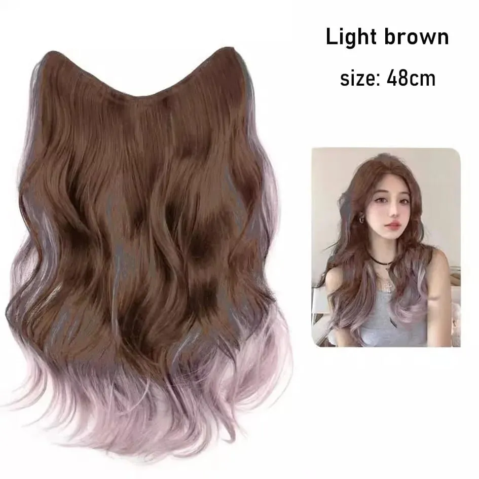 Synthetic 5 Clip 50cm Colored Hair Extensions Water Wave Wig Pink Wig Gray Wig Clip on Hair Extensions Christmas