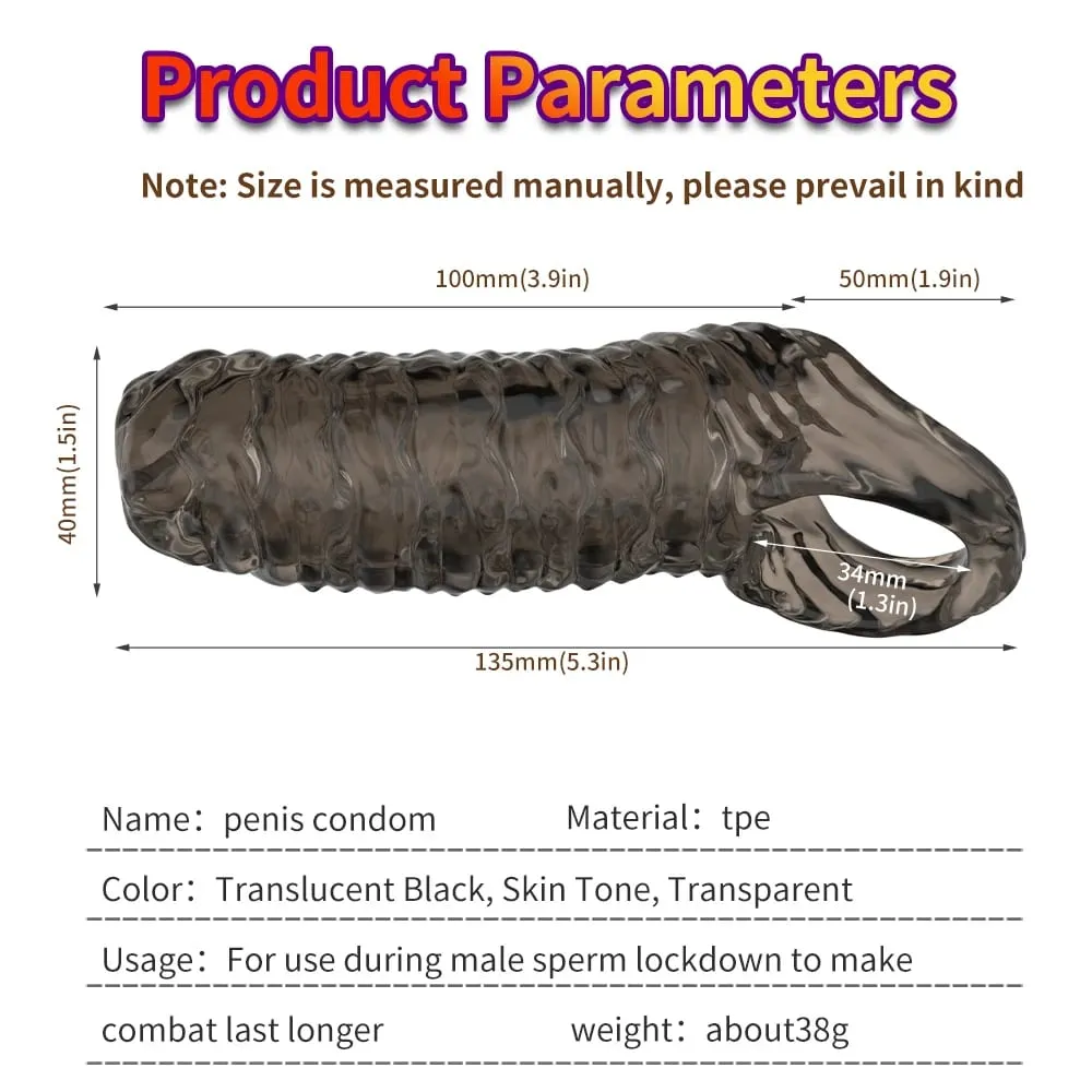 Penis Ring Male Realistic Penis Sleeve Extender Cock Sleeve Dick Enlargement Delay Ejaculation Cock Ring Reusable Condom Sex Toy
