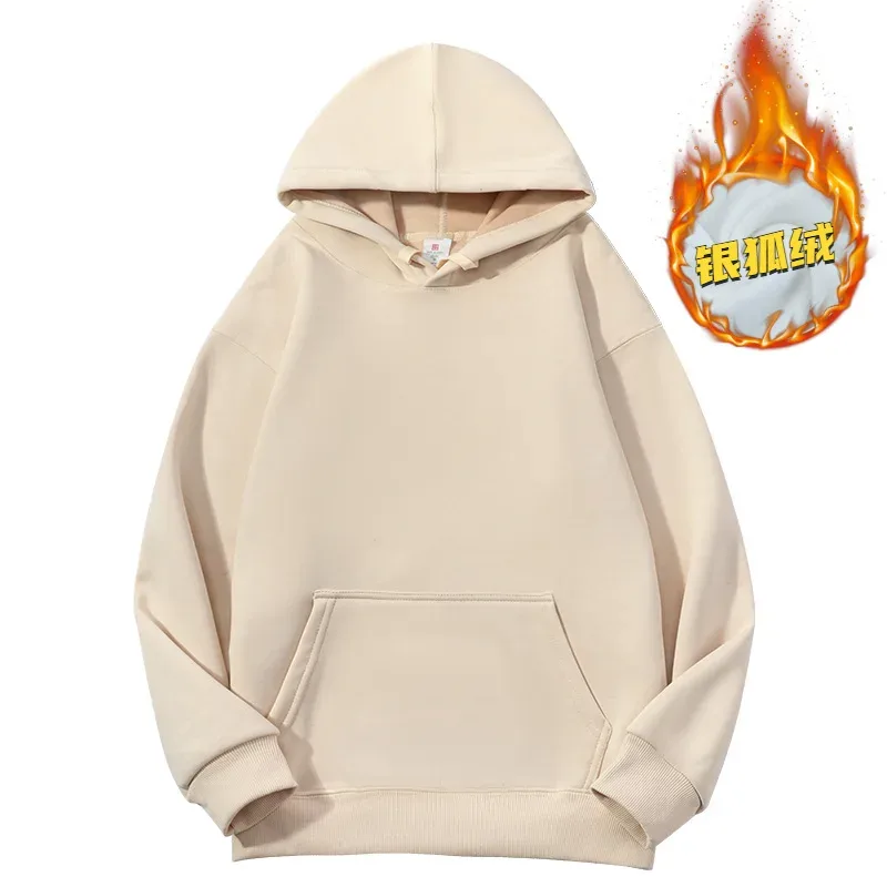 Customized Your Brand Logo DIY Design 600GSM Mens Hoodies High-quality Women Sweatshirt Solid Color Cotton Loose Streetwear — image 36