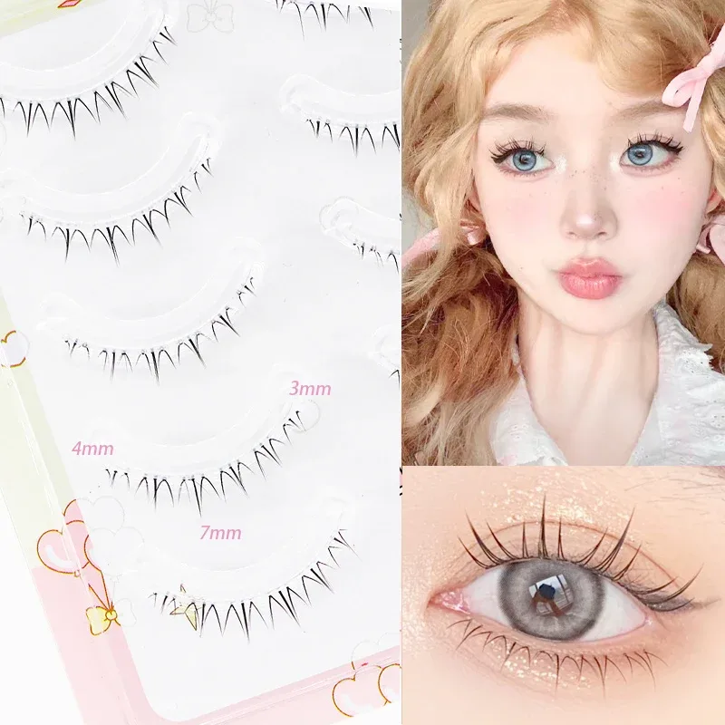 Menglu 4-7mm Brown Under Lashes Little Flame Lower Eyelashes W-41 Natural Short Style Imitation Hand Painting Fake Eye Lashes — image 11