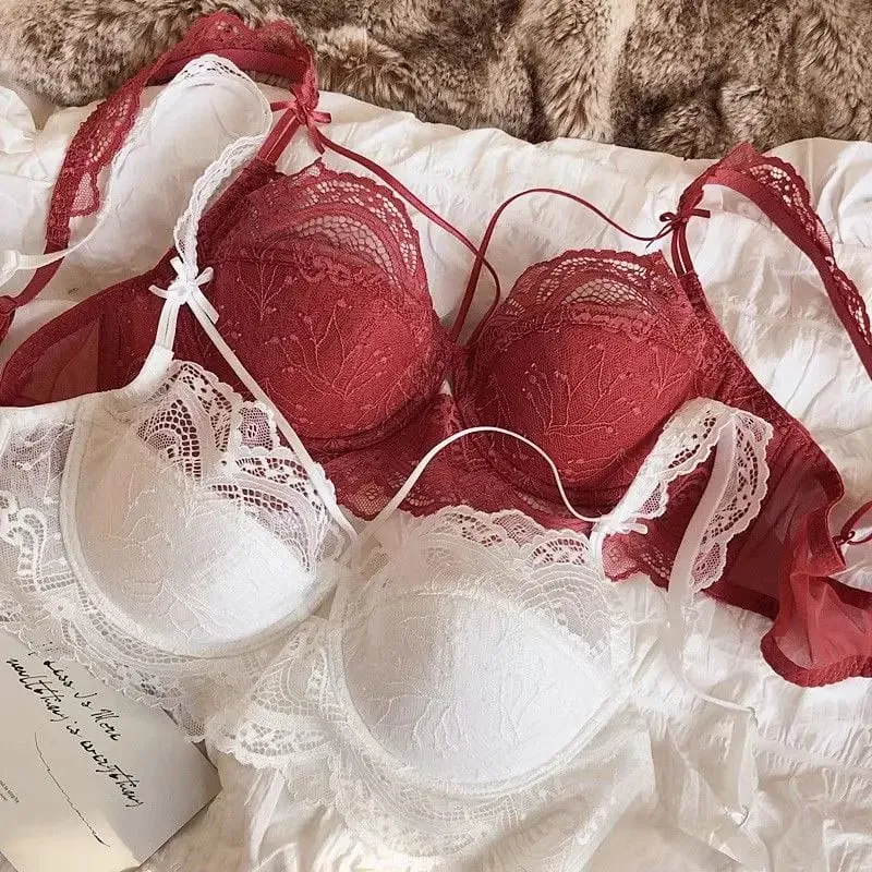 Adjustable Lace Bralette for Small Chest Bra Set Removable Straps & Thin Padding Soft Wire Comfort Muslim Girls Underwear — image 3
