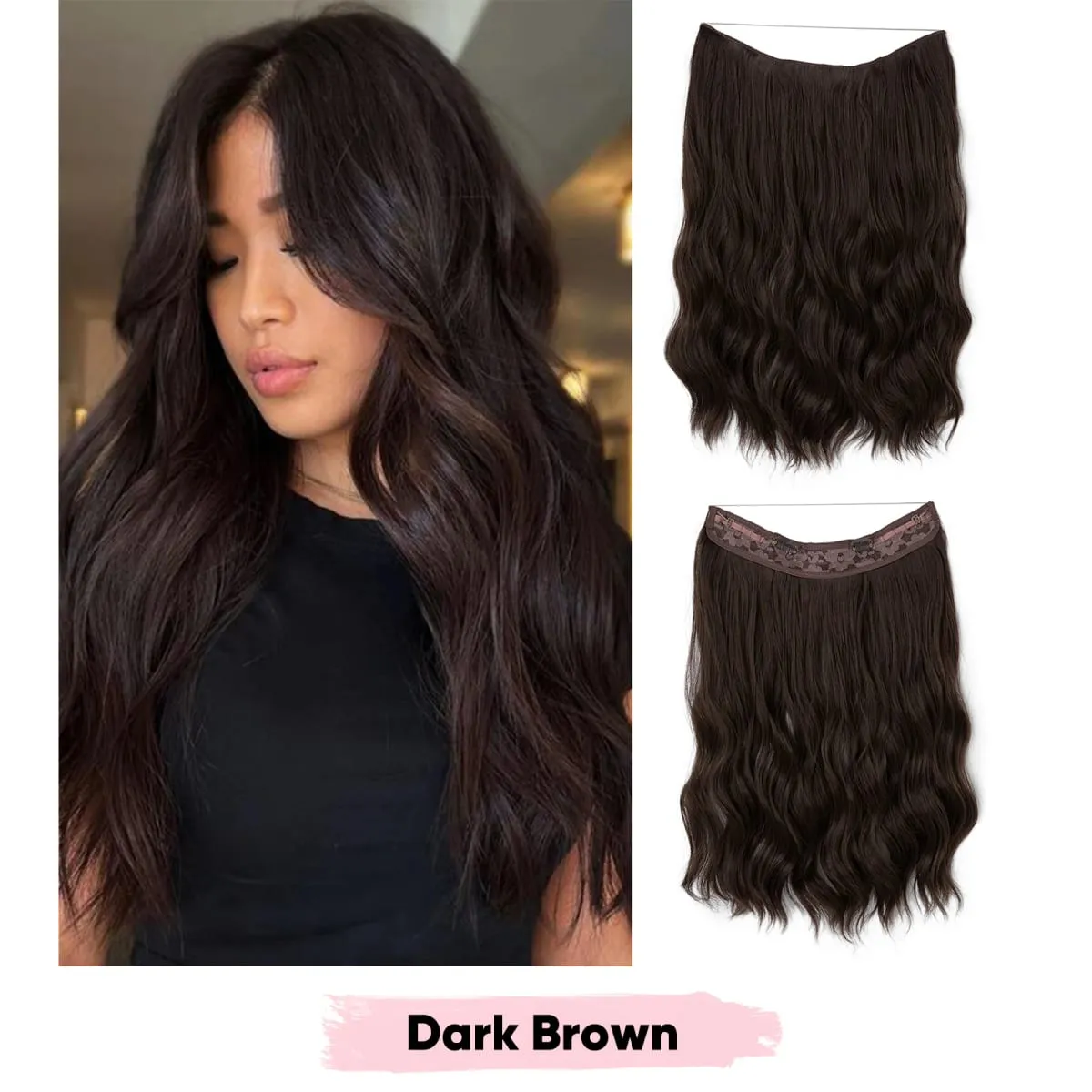 Synthetic Wave Invisible Wire Clip in Hair Extensions Fish Line With Clips Hairpiece Ombre Fake Hair Piece For Woman — image 14