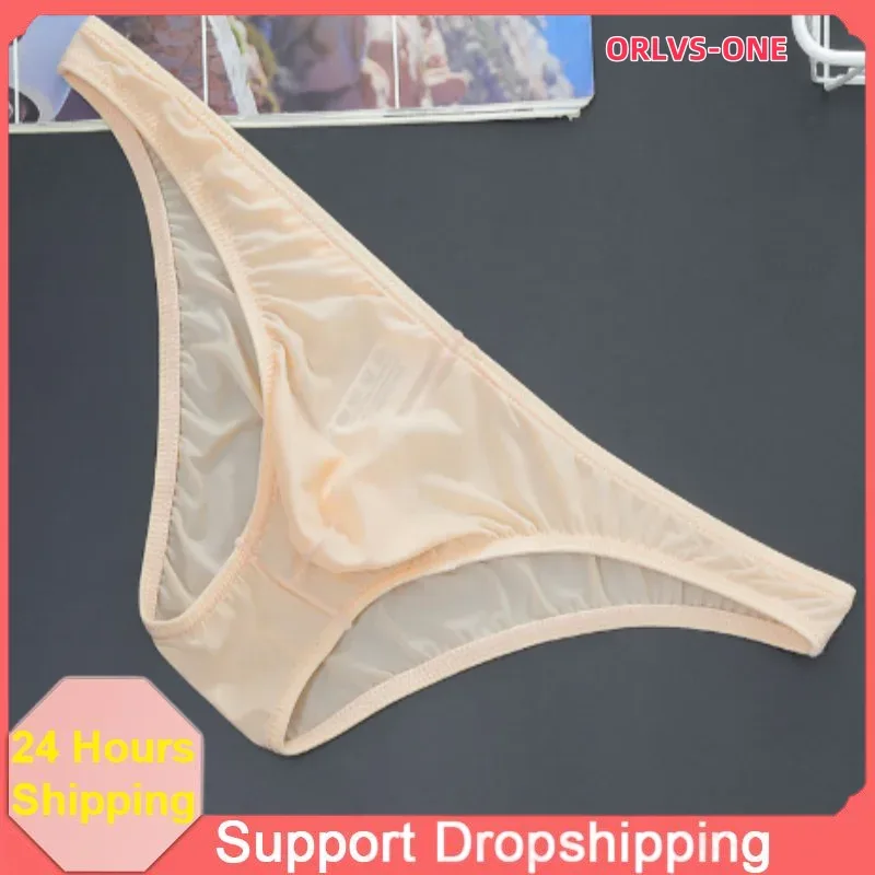 Summer Men's Breifs Sexy Underwear Ice Silk Briefs Ultra-thin Transparent Breathable Comfortable Low Waist Underpants MU093 — image 15