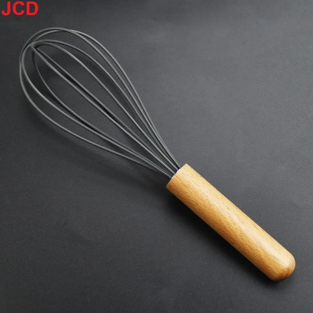 JCD Silicone Egg Beater Whisk Wooden Handle Kitchen Hand Egg Beater Gadgets Kitchen Tools Baking Accessories — image 11
