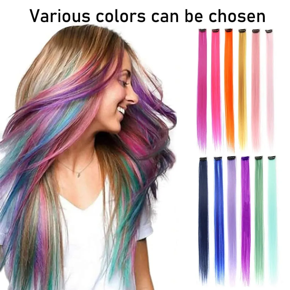 22Inches 6Pce/Set Y2K Style Multicolor Synthetic Straight Hair Gorgeous Pink Highlights Clip In Extensions For Party Cosplay — image 5