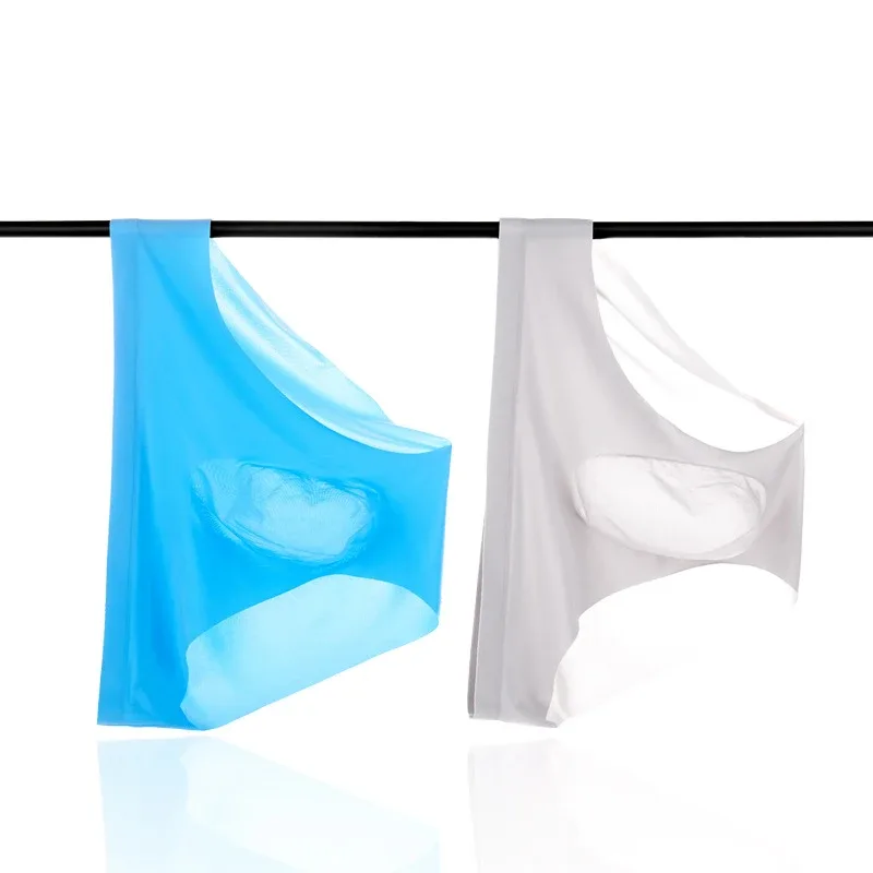 3PCS/lot Men's Ice Silk Briefs Ultra-thin Transparent Seamless Underpants 3D Pouch Sexy Quick Dry Breathable Underwear Panties — image 23