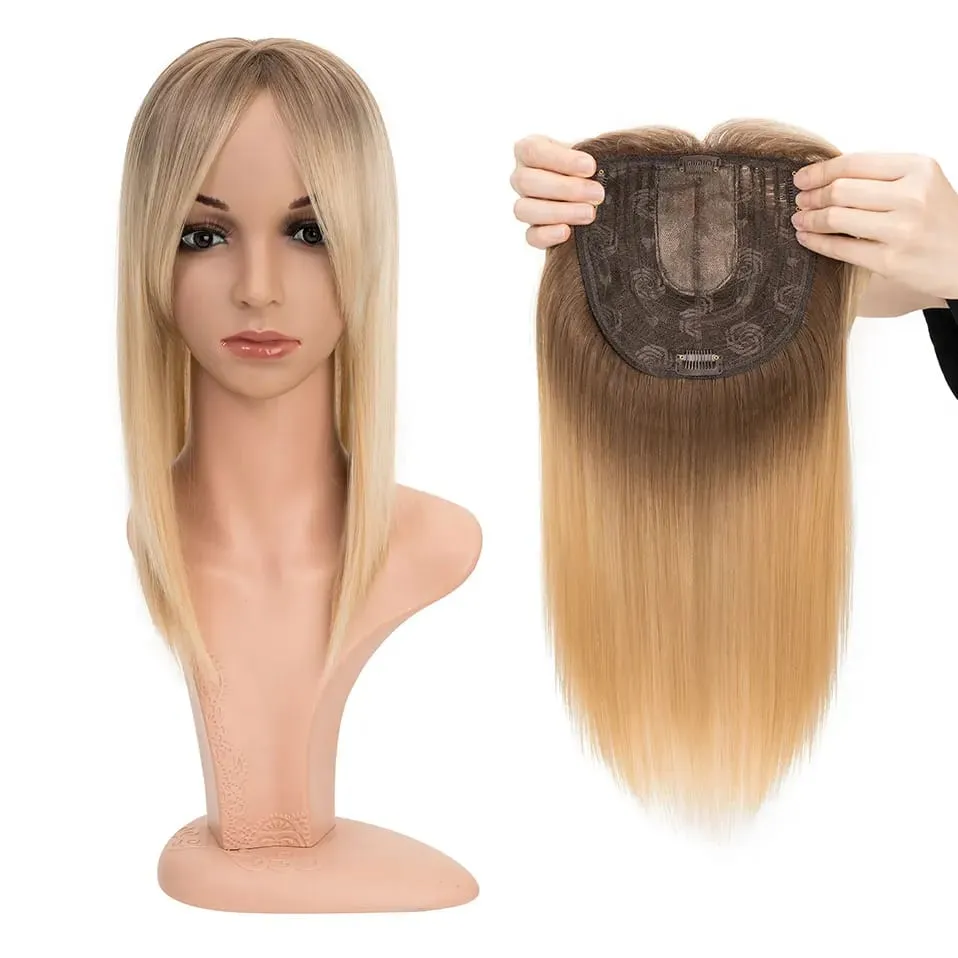 Snoilite Synthetic 14'' Striaght Hair Toppers with Bangs for Women Natural Hairpieces Adding Hair Volume Topper Hair Extensions — image 12