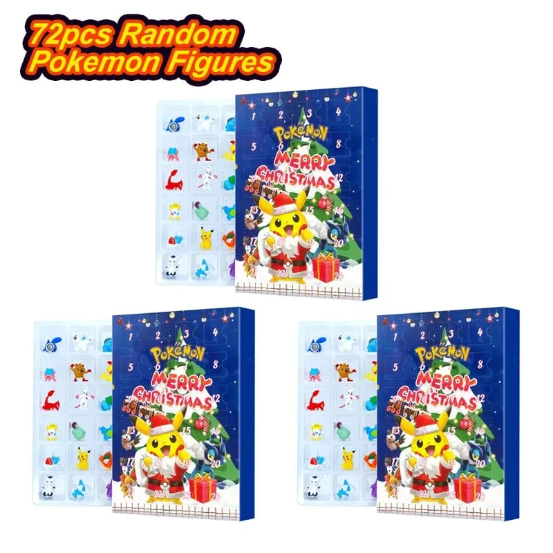 Pokemon Figure Advent Calendar Gift Box mini Pikachu Character Bulbasaur Christmas Toy Gifts Collection Desktop Model Toy
