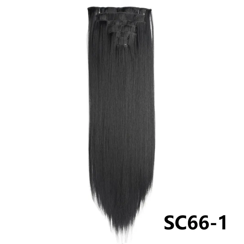 Long Straight Synthetic 16 Clips In Hair Extensions 7Pcs/Set High Temperature Fiber Black Brown Blonde Hairpiece For Women — image 11