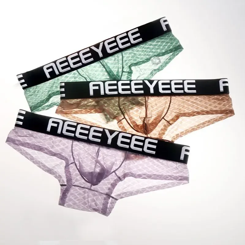 Sexy Männer Unterwäsche Eis Seide Raute Ultra-dünne Transparente Weiche Mann Slips Hüfte Heben Atmungsaktive Elastische Herren Höschen niedrige Taille — image 14
