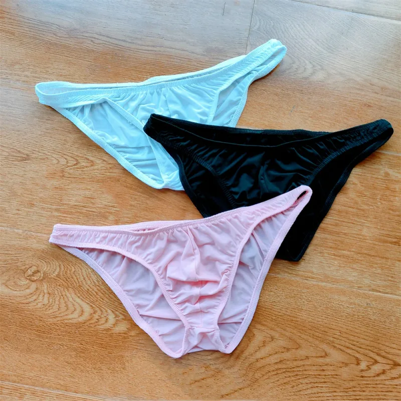Pink Men Briefs Nylon Spandex Comfy Breathable Low-Waist Underpants Quick Dry Male Ice Silk Bikini Underwear — image 16