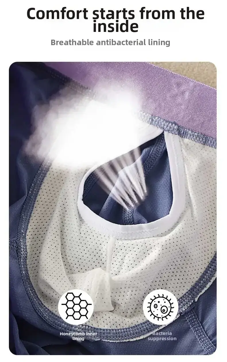 Ropa interior de seda de hielo de verano para hombre, Bóxer de secado rápido, pantalones cortos ligeros, transpirables, abertura lateral Separable, bragas no desmontables — image 6