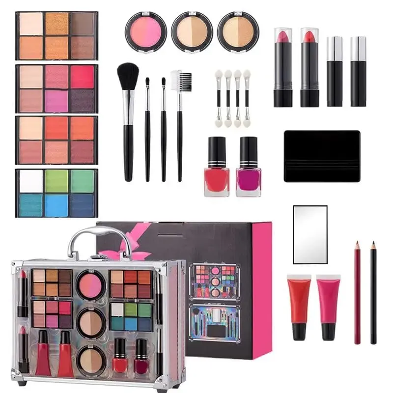All In One Makeup Kit Women Full Kit Makeup Gift Set Eyeshadow Lip Makeup Mascara Lipstick Eye Pencil Applicator Blush Powder