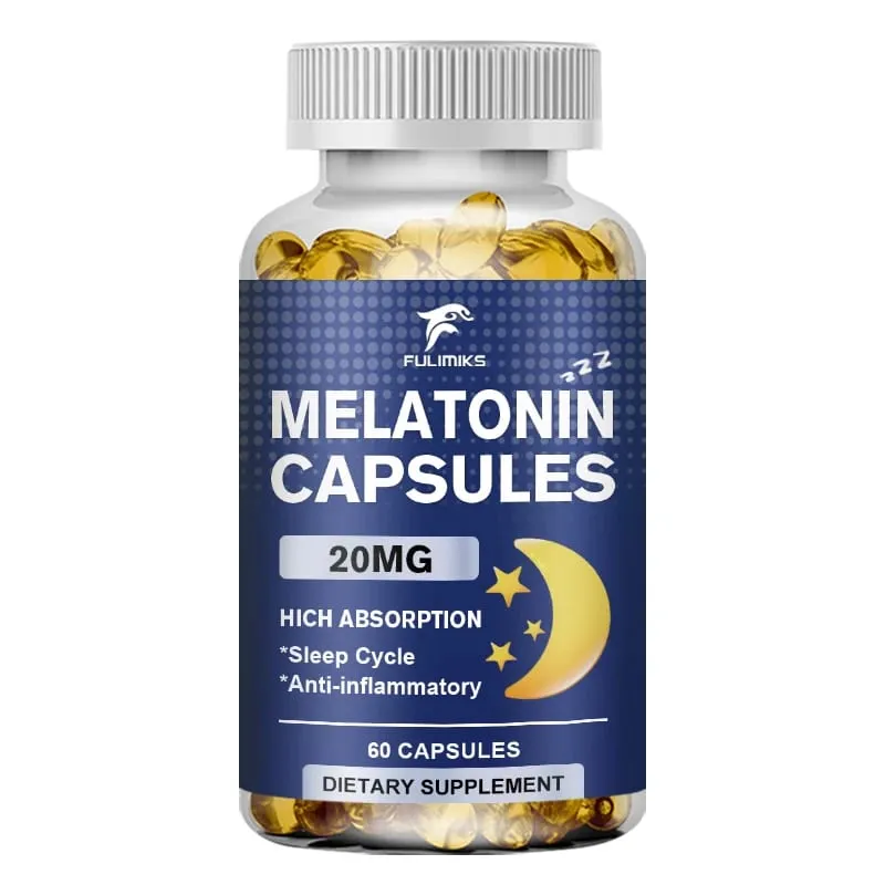 Suplemento dietético para sono de melatonina 20mg 120 cápsulas com sabor de morango contém melatonina - sono saudável