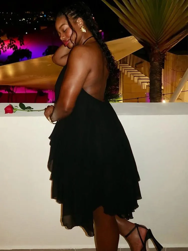 Nibber assimétrico bainha vestido feminino halter bandagem sem mangas sem costas sólido praia festa sexy 2026 verão nova tendência mini bodycon — image 4
