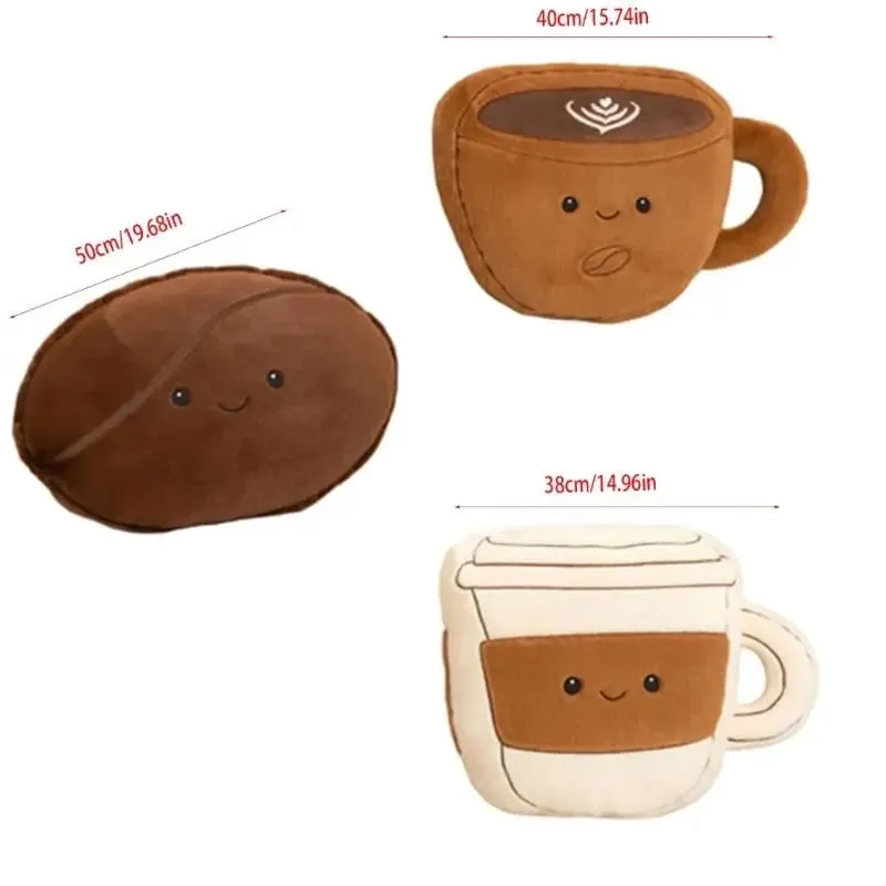 U13F Coffee Bean Plush Doll Soft Short Plush Pillow with PP Cotton Filled Decorative Throw Pillow for Bedroom Couch Desk — image 5