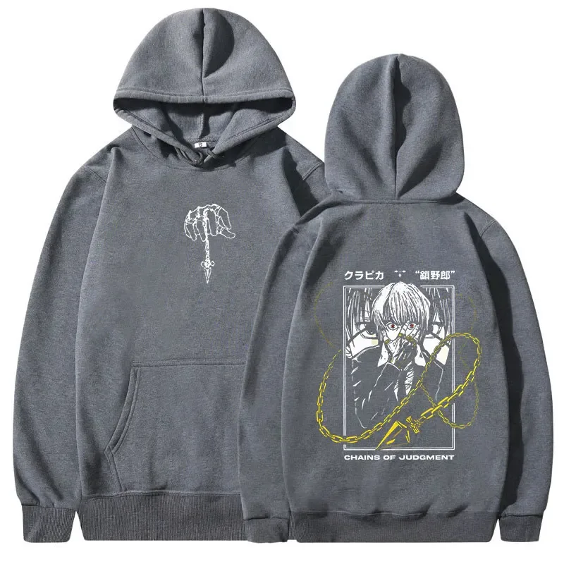 Anime Hunter X Hunter Hoodies Kurapika Manga Graphic Hooded Sweatshirts Men's Women Clothing Long Sleeves Oversized Pullovers — image 6