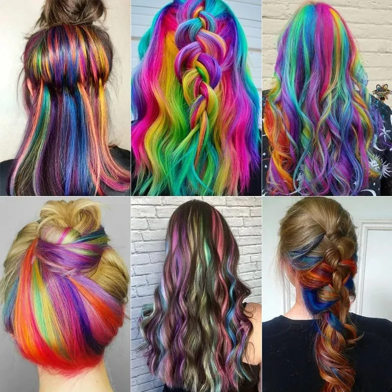 10PCS/Pack Synthetic Colored Party Highlights Clip in Hair Extensions for Girls Omber Colors Long Straight Hairpieces — image 7