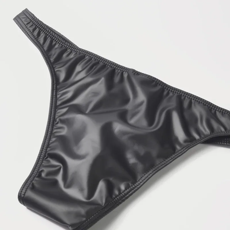 Cuecas de biquíni de couro falso masculino cuecas u bolsa sexy deslizamentos para homens lingerie de alta qualidade cuecas calzoncillos calcinha masculina — image 5