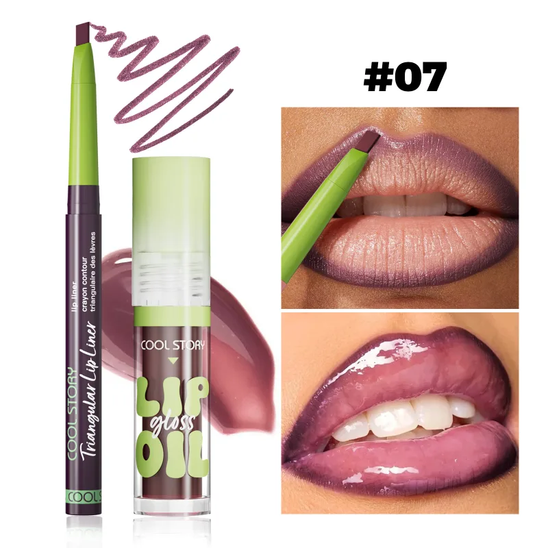 2 Buah Set Lip Liner Lip Gloss 2 In 1 Lipstik Kit Rias Kontur Bibir Halus Lipliner Matte untuk Wanita Kosmetik Kombo Minyak Menepuk-nepuk