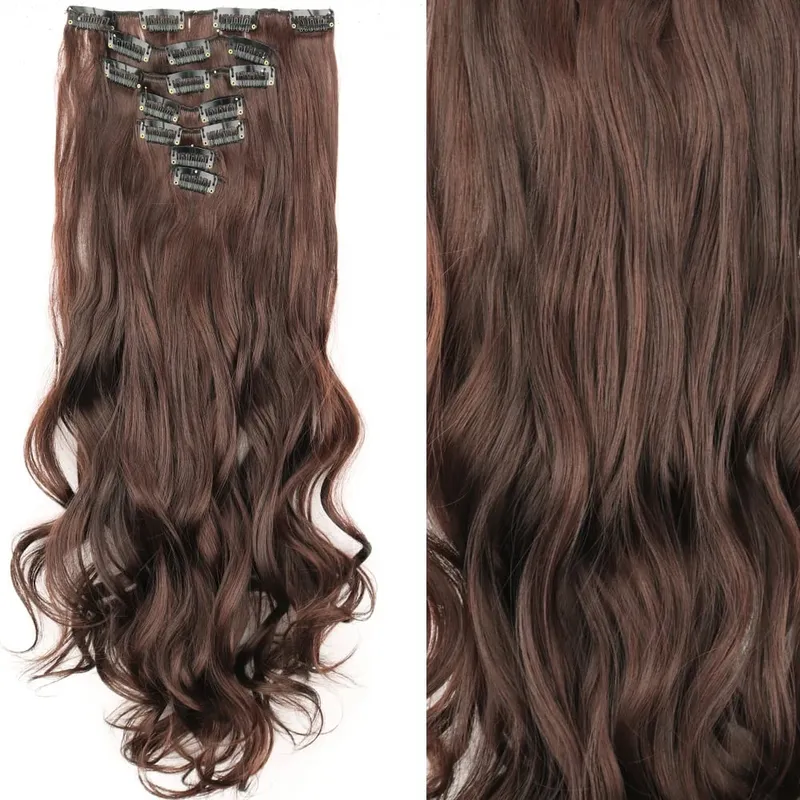 16 Clips 7Pcs/Set Hair Extensions Long Straight Natural Synthetic Black Blonde Hairpieces Heat Resistant For Women Hairstyle — image 10