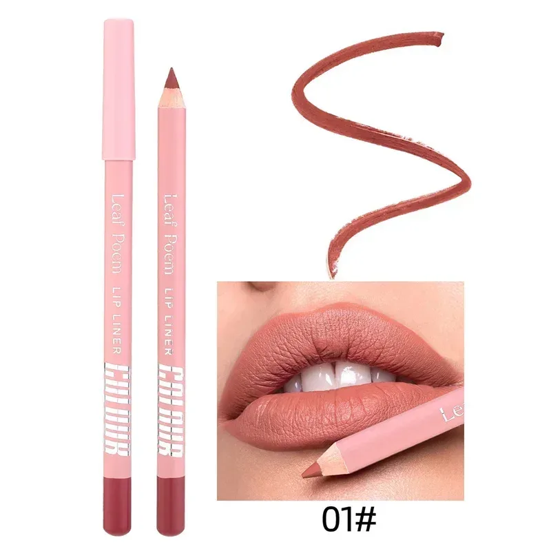 12-Color Waterproof Matte Lip Liner Pencil Lasting Smudge-Proof Lipliner Non-Transfer Formula Precise Outline Lip Pencil Makeup