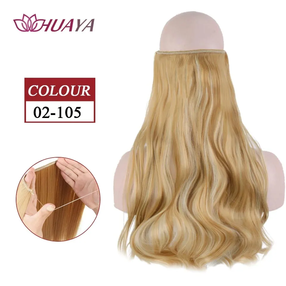Synthetic Long Straight Invisible Wire No Clips In Hair Extensions Fake Hair Pieces Secret Fish Line Hairpieces For Women — image 27