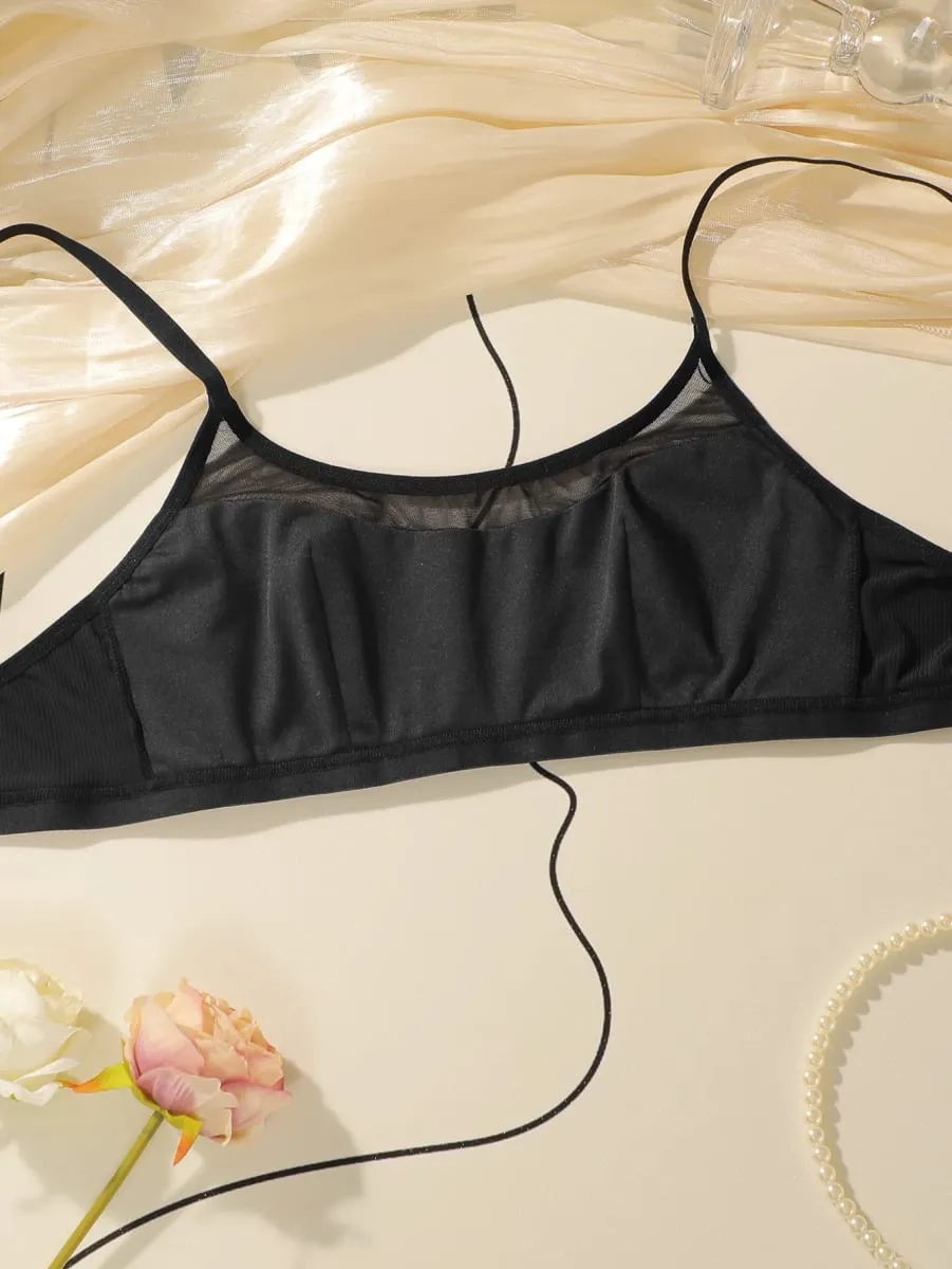 Fashionabl Black Girls' Suspender Bra Set Without Steel Support Double-Layer Inner Lining Underwear Sports Women Bra Set MR2668 — image 4