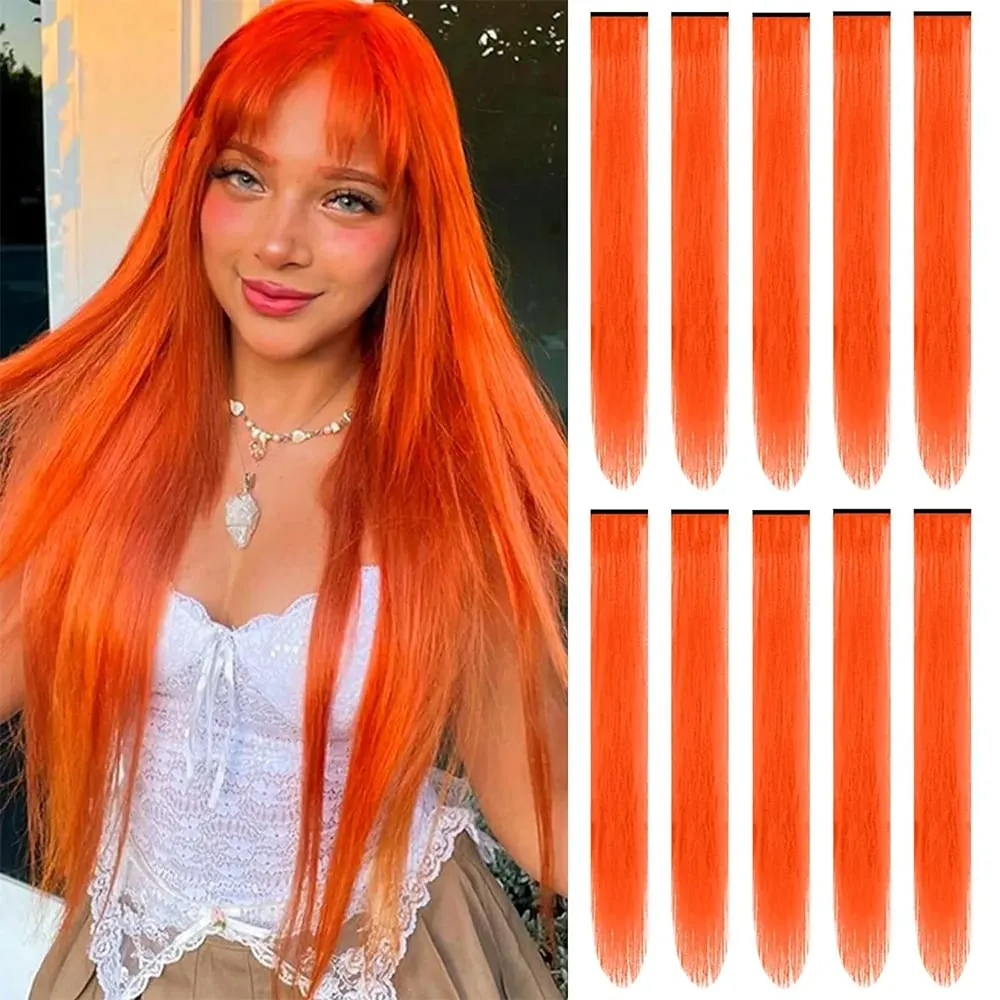 10Pieces 22 inch Colored Hair Extensions Multi-colors Party Highlights Clip in Synthetic Hair Extensions — image 8