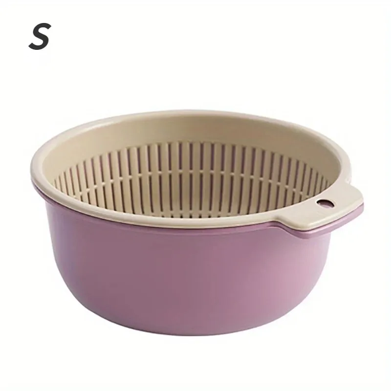 Kitchen Fruit Tray Removable Double Layer Fruit And Vegetable Basin Draining Basket Creative Household Rotating Washing Basket