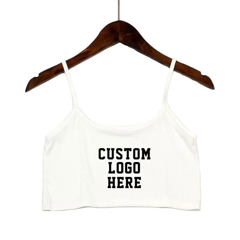 Custom Printing Customized Logo Women's Crop Top Hot Girls Clothes Sexy Seamless Sleeveless Tank Tops Camis Backless Camisole