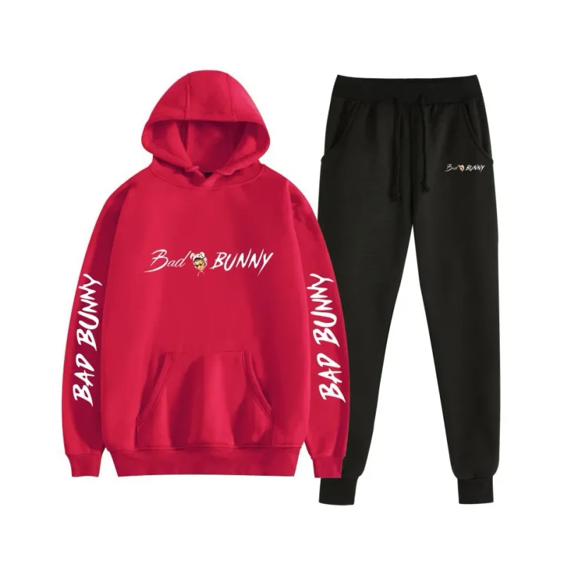 Costume Harajuku confortable imprimé mauvais lapin, sweat-shirt et pantalon de survêtement pour femmes, sweat à capuche + pantalon, ensemble 2 pièces pour garçons/filles — image 58