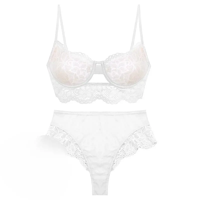 Conjunto de sujetador de encaje francés con aros suaves, realce para busto pequeño, lencería antiflacidez ligera y cómoda, tallas AU MOYISU-Sexy AB