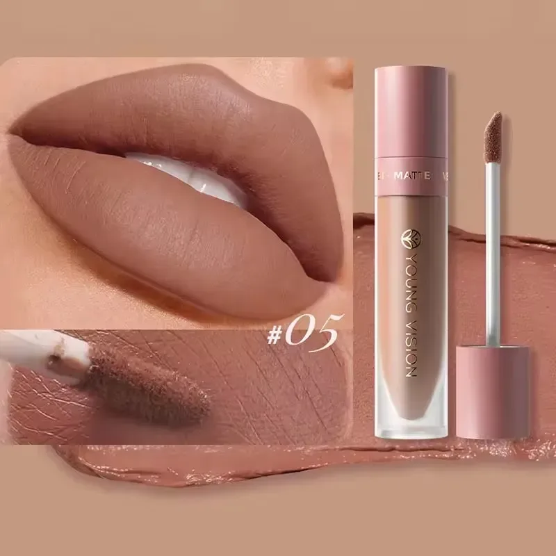 Lip Matte 8-Color Velvet Smooth Easy-to-Apply Square Gloss Tube Waterproof Three-Dimensional Sexy Plumping Lipstick Makeup